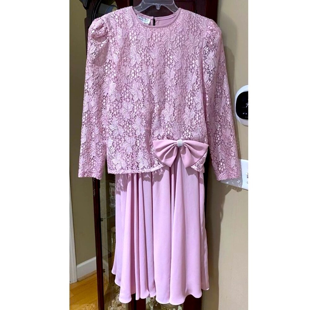 In The Mood Dust Rose Lace Lined Mother’s Of Groom Evening Prom Dress Size 12